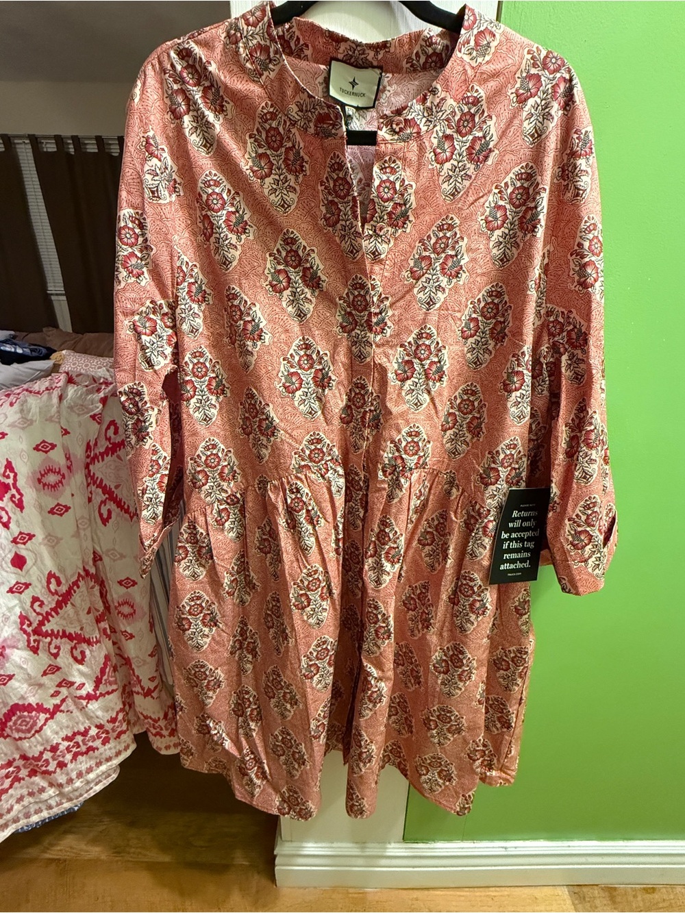 Tuckernuck Coral Pink Floral Button-Front Tunic